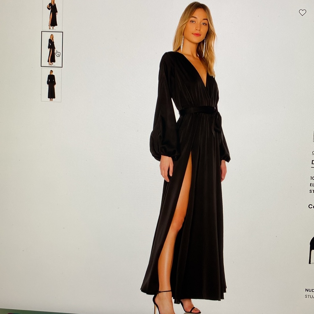 Michael Costello X Revolve Eric Gown Blk Satin size M - Picture 2 of 8